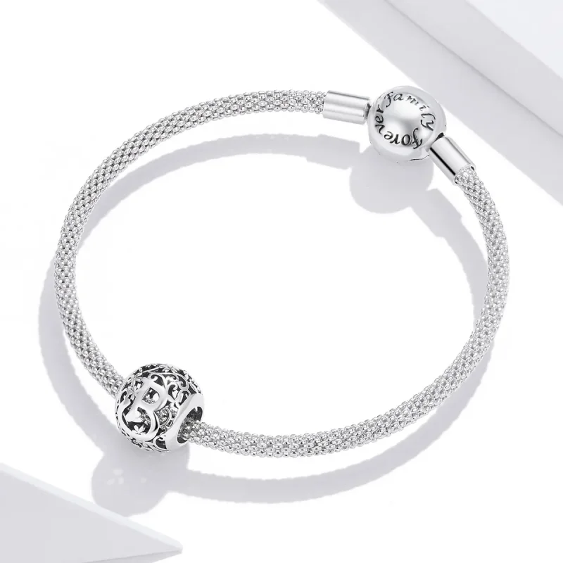 (image for) Openwork Flower Letter B Charm - PANDORA Style - SCC1444-B - View 3