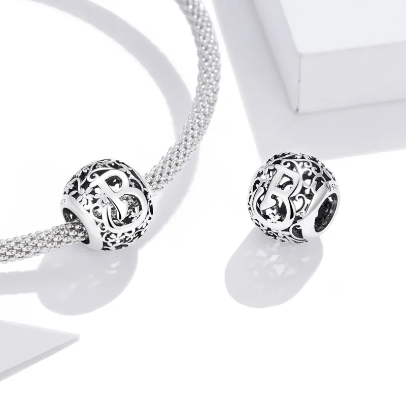 (image for) Openwork Flower Letter B Charm - PANDORA Style - SCC1444-B - View 4