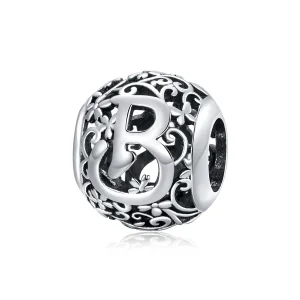 (image for) Openwork Flower Letter B Charm - PANDORA Style - SCC1444-B 