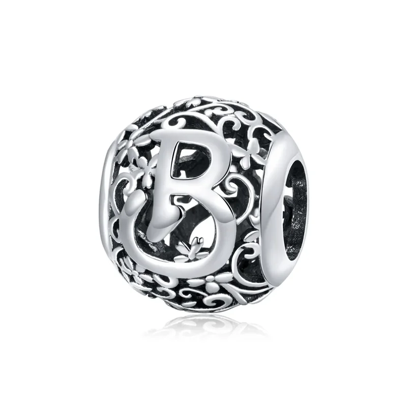 (image for) Openwork Flower Letter B Charm - PANDORA Style - SCC1444-B - Product Image