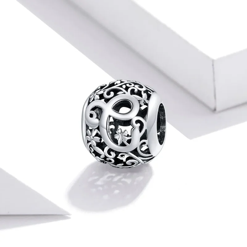 (image for) Openwork Flower Letter C Charm - PANDORA Style - SCC1444-C - View 2