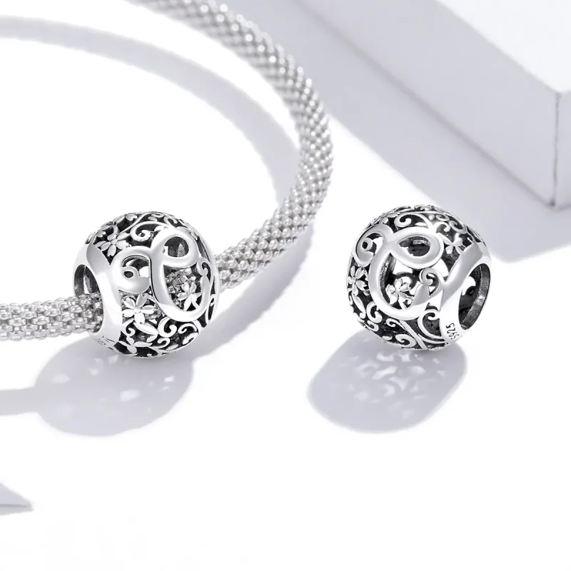 (image for) Openwork Flower Letter C Charm - PANDORA Style - SCC1444-C - View 4
