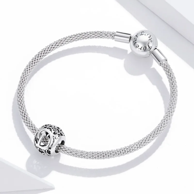 (image for) Openwork Flower Letter D Charm - PANDORA Style - SCC1444-D - View 3