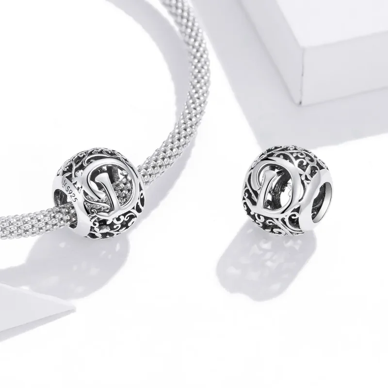 (image for) Openwork Flower Letter D Charm - PANDORA Style - SCC1444-D - View 4