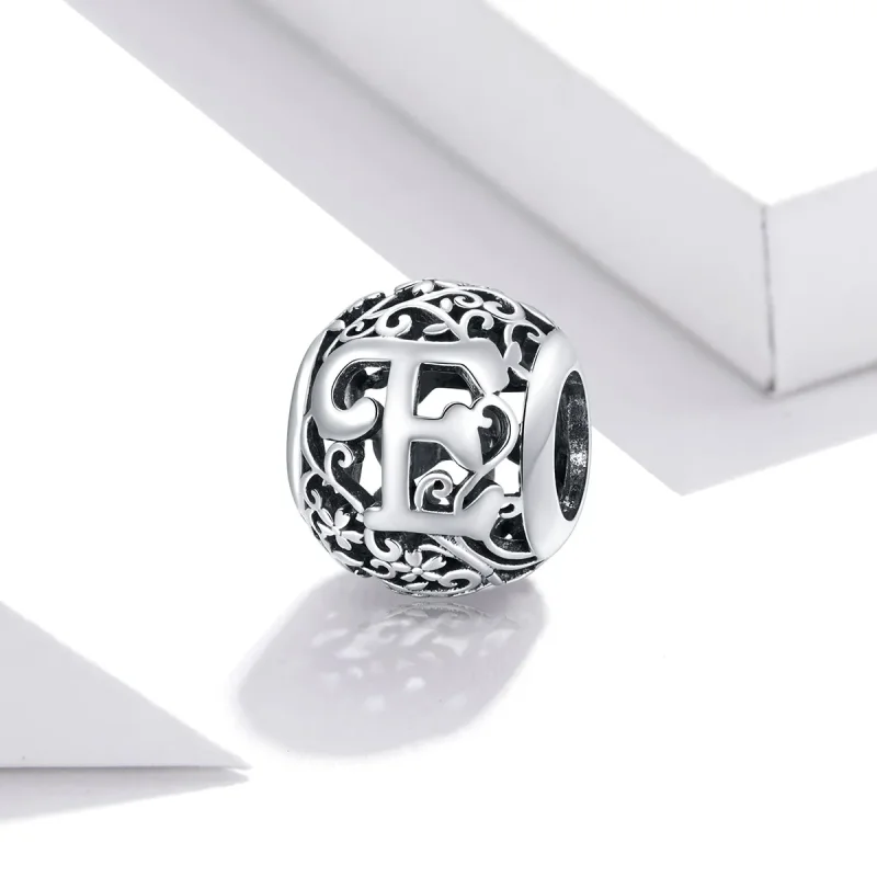 (image for) Openwork Flower Letter E Charm - PANDORA Style - SCC1444-E - View 2