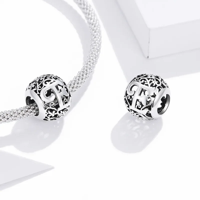 (image for) Openwork Flower Letter E Charm - PANDORA Style - SCC1444-E - View 4