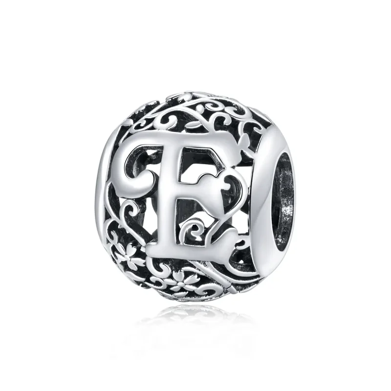 (image for) Openwork Flower Letter E Charm - PANDORA Style - SCC1444-E - Product Image