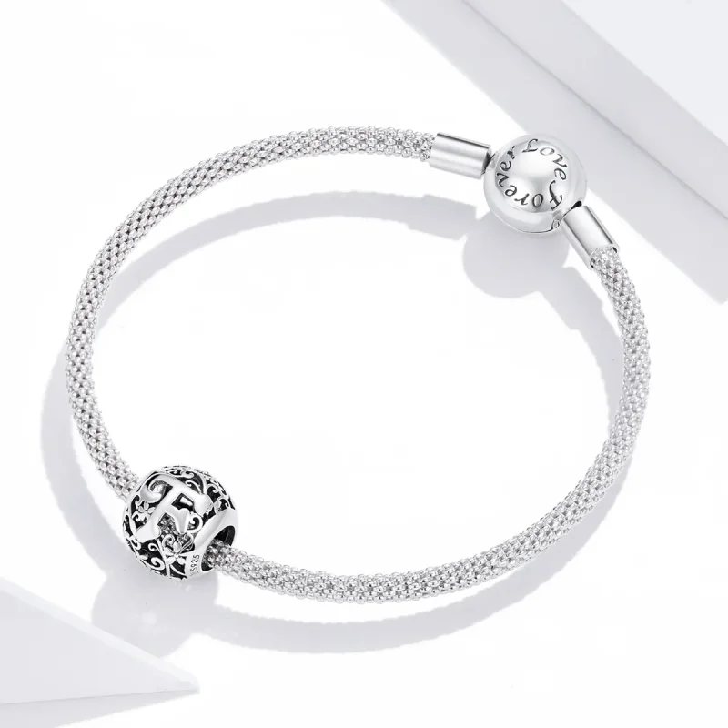 (image for) Openwork Flower Letter F Charm - PANDORA Style - SCC1444-F - View 3