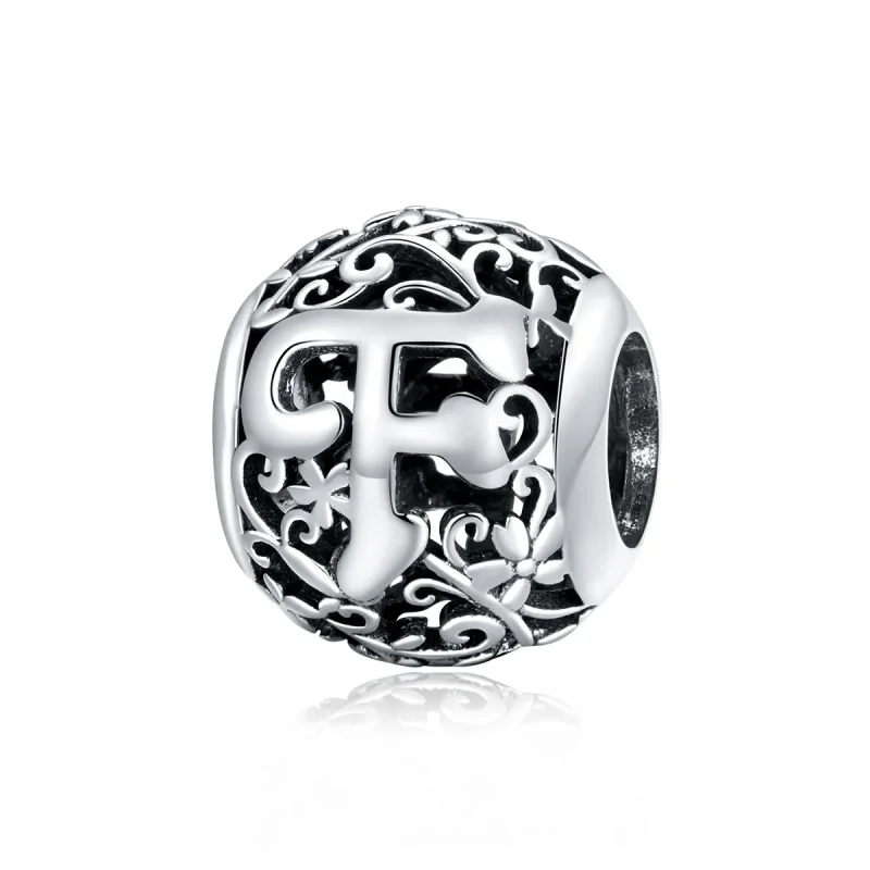 (image for) Openwork Flower Letter F Charm - PANDORA Style - SCC1444-F - Product Image