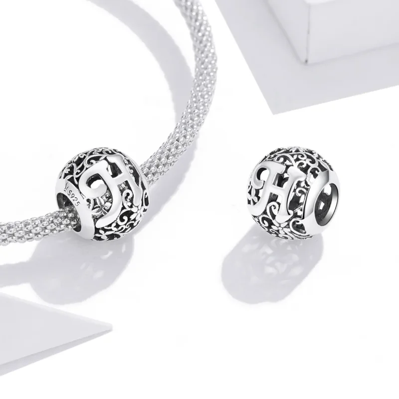 (image for) Openwork Flower Letter H Charm - PANDORA Style - SCC1444-H - View 4