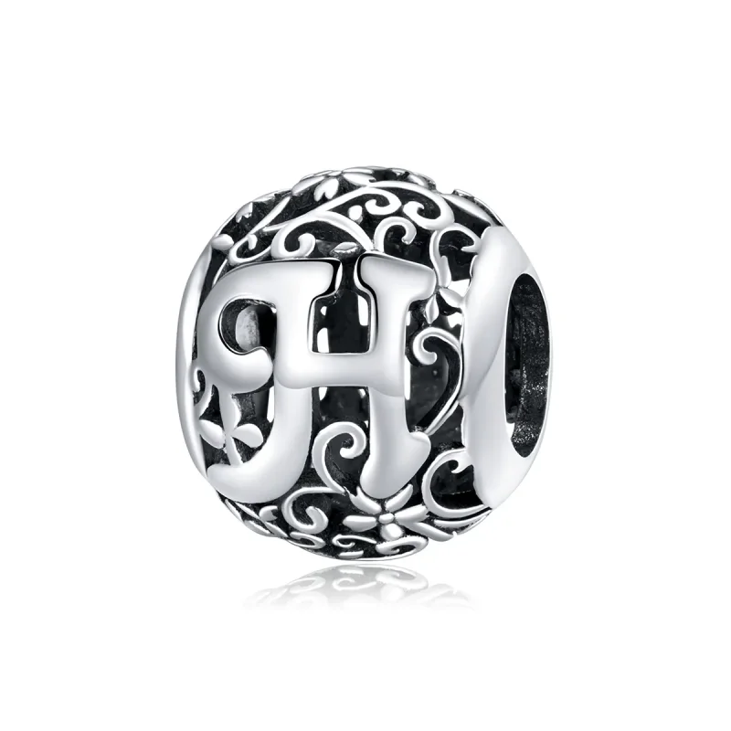 (image for) Openwork Flower Letter H Charm - PANDORA Style - SCC1444-H - Product Image