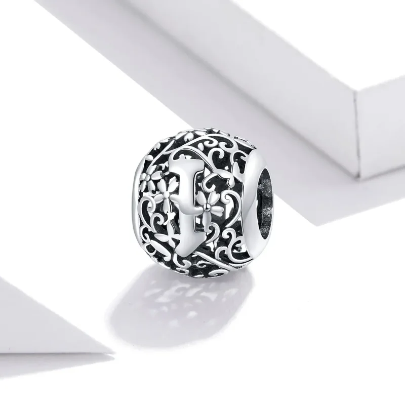 (image for) Openwork Flower Letter I Charm - PANDORA Style - SCC1444-I - View 2