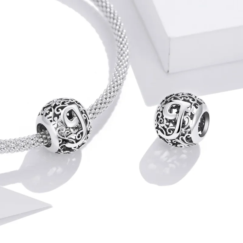 (image for) Openwork Flower Letter J Charm - PANDORA Style - SCC1444-J - View 4