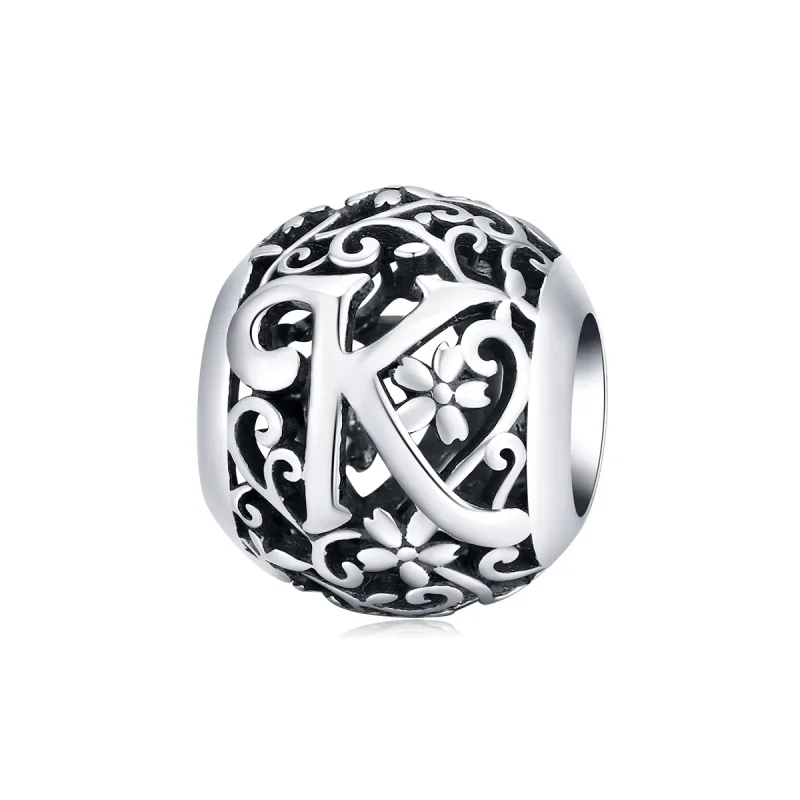 (image for) Openwork Flower Letter K Charm - PANDORA Style - SCC1444-K - Product Image