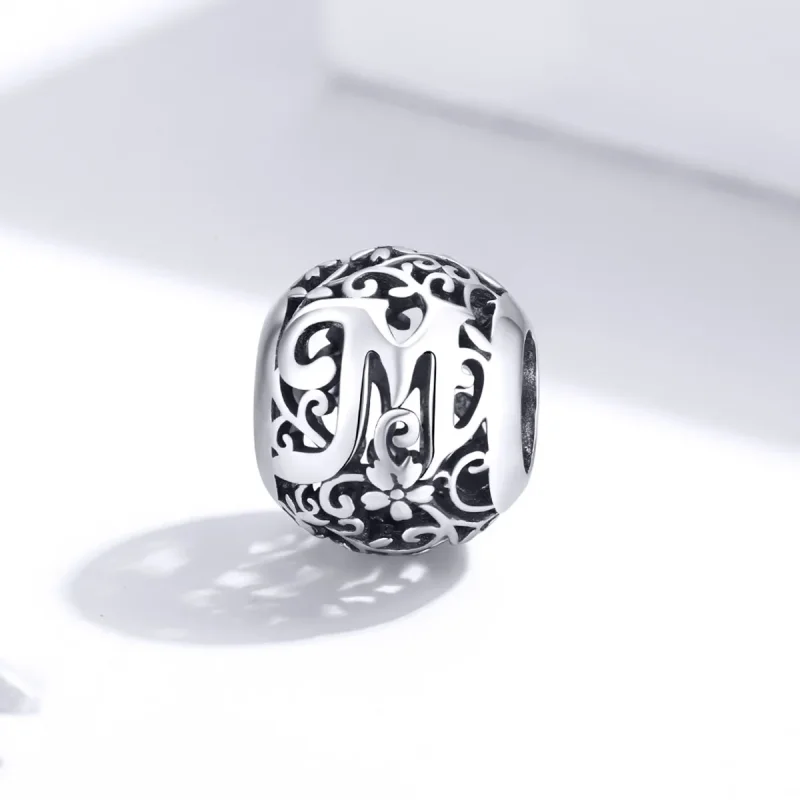 (image for) Openwork Flower Letter M Charm - PANDORA Style - SCC1444-M - View 2