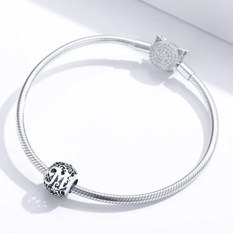 (image for) Openwork Flower Letter M Charm - PANDORA Style - SCC1444-M - View 3