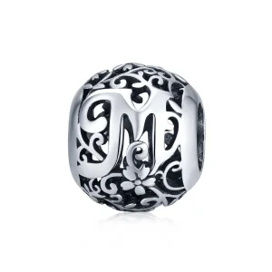 (image for) Openwork Flower Letter M Charm - PANDORA Style - SCC1444-M 