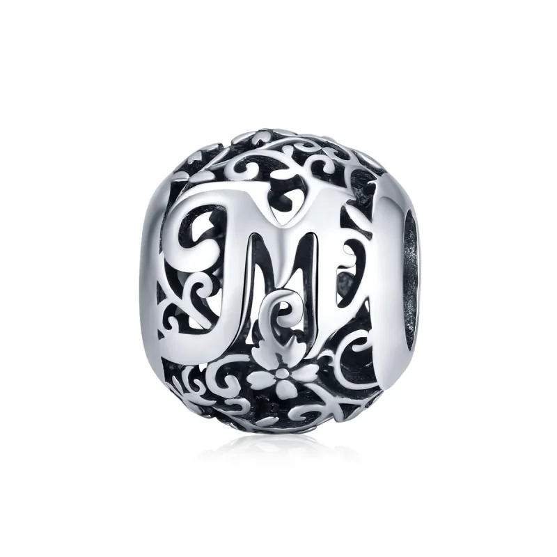 (image for) Openwork Flower Letter M Charm - PANDORA Style - SCC1444-M 
