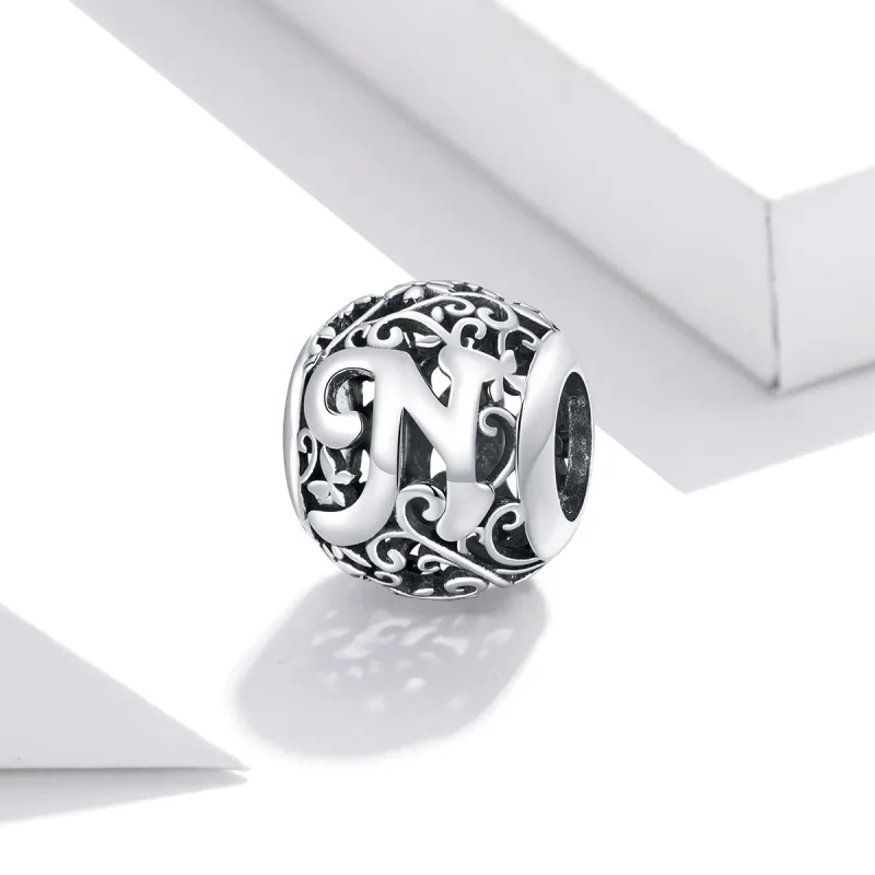 (image for) Openwork Flower Letter N Charm - PANDORA Style - SCC1444-N - View 2