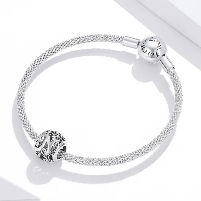 (image for) Openwork Flower Letter N Charm - PANDORA Style - SCC1444-N - View 3