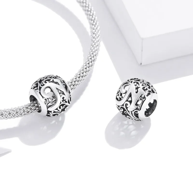 (image for) Openwork Flower Letter N Charm - PANDORA Style - SCC1444-N - View 4