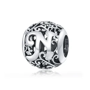 (image for) Openwork Flower Letter N Charm - PANDORA Style - SCC1444-N 