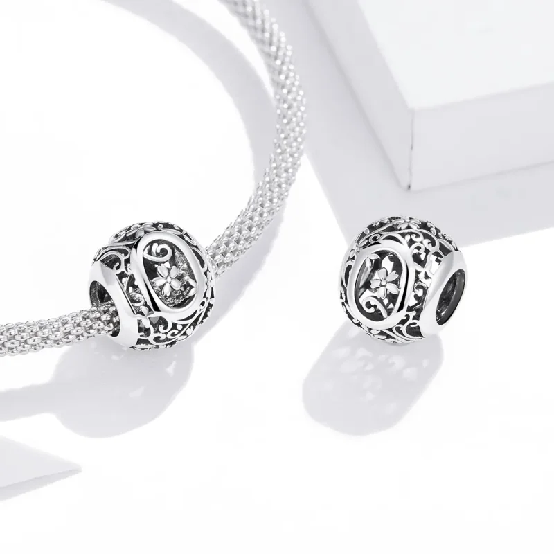 (image for) Openwork Flower Letter O Charm - PANDORA Style - SCC1444-O - View 4