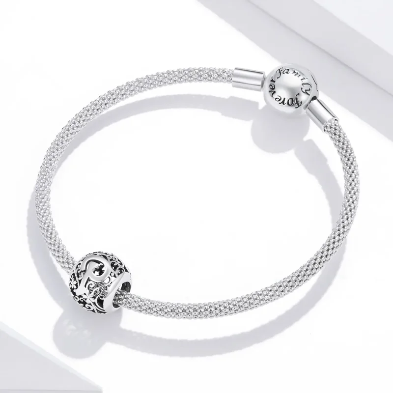 (image for) Openwork Flower Letter P Charm - PANDORA Style - SCC1444-P - View 3