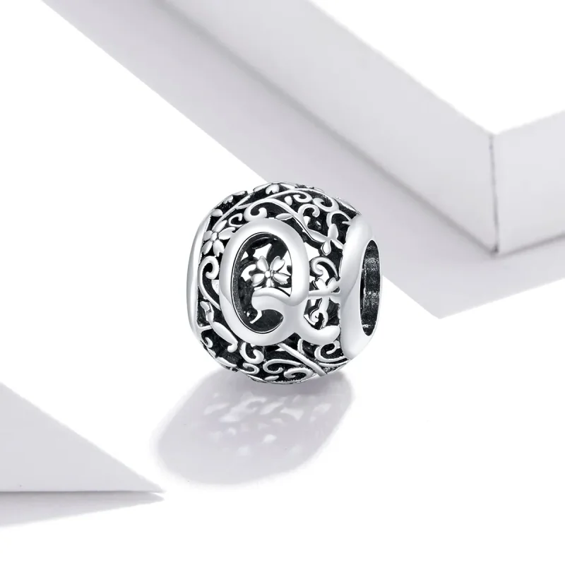 (image for) Openwork Flower Letter Q Charm - PANDORA Style - SCC1444-Q - View 2