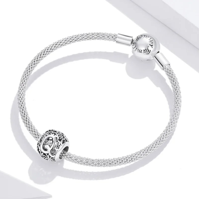 (image for) Openwork Flower Letter Q Charm - PANDORA Style - SCC1444-Q - View 3