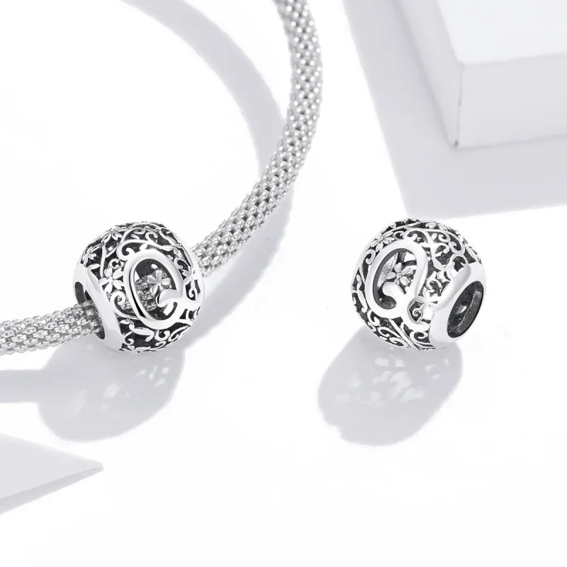 (image for) Openwork Flower Letter Q Charm - PANDORA Style - SCC1444-Q - View 4
