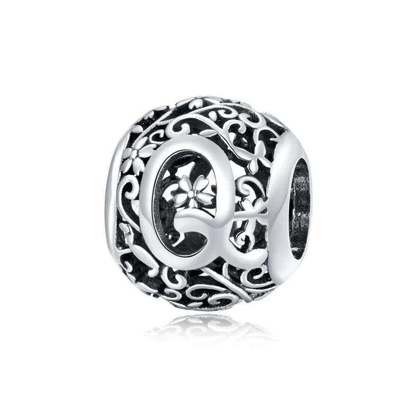 (image for) Openwork Flower Letter Q Charm - PANDORA Style - SCC1444-Q - Product Image