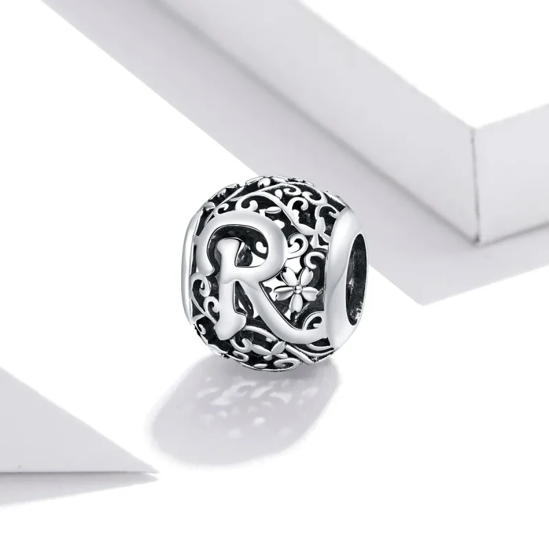 (image for) Openwork Flower Letter R Charm - PANDORA Style - SCC1444-R - View 2