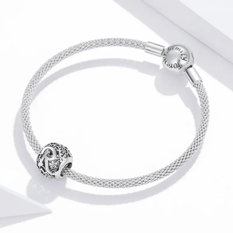 (image for) Openwork Flower Letter R Charm - PANDORA Style - SCC1444-R - View 3