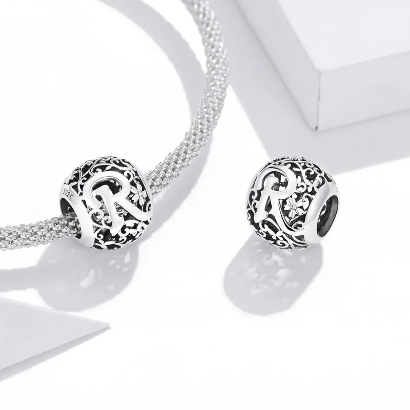 (image for) Openwork Flower Letter R Charm - PANDORA Style - SCC1444-R - View 4