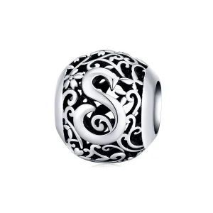 (image for) Openwork Flower Letter S Charm - PANDORA Style - SCC1444-S 