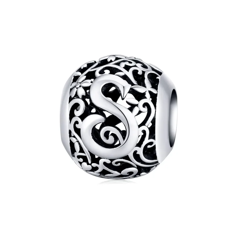(image for) Openwork Flower Letter S Charm - PANDORA Style - SCC1444-S - Product Image