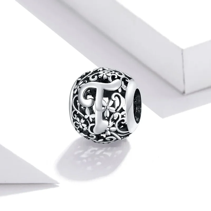 (image for) Openwork Flower Letter T Charm - PANDORA Style - SCC1444-T - View 2