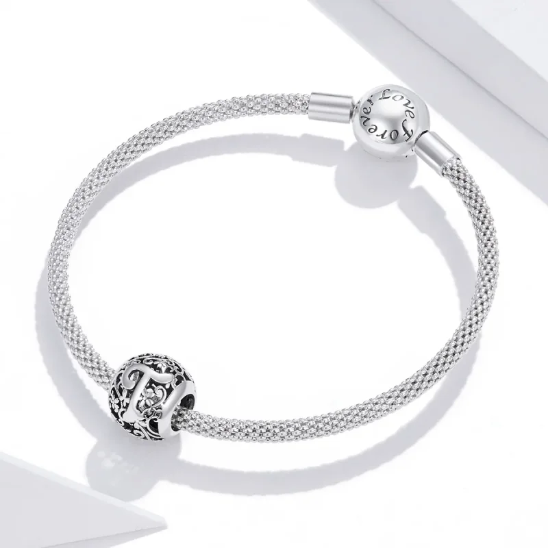 (image for) Openwork Flower Letter T Charm - PANDORA Style - SCC1444-T - View 3