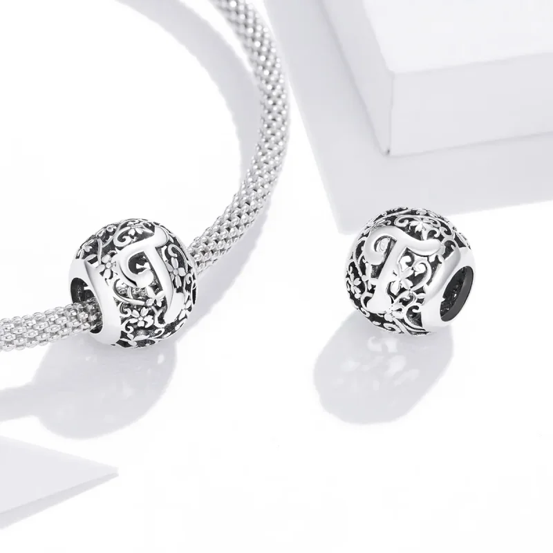(image for) Openwork Flower Letter T Charm - PANDORA Style - SCC1444-T - View 4