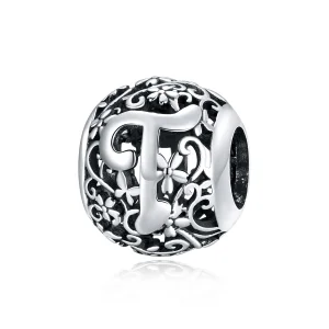 (image for) Openwork Flower Letter T Charm - PANDORA Style - SCC1444-T 