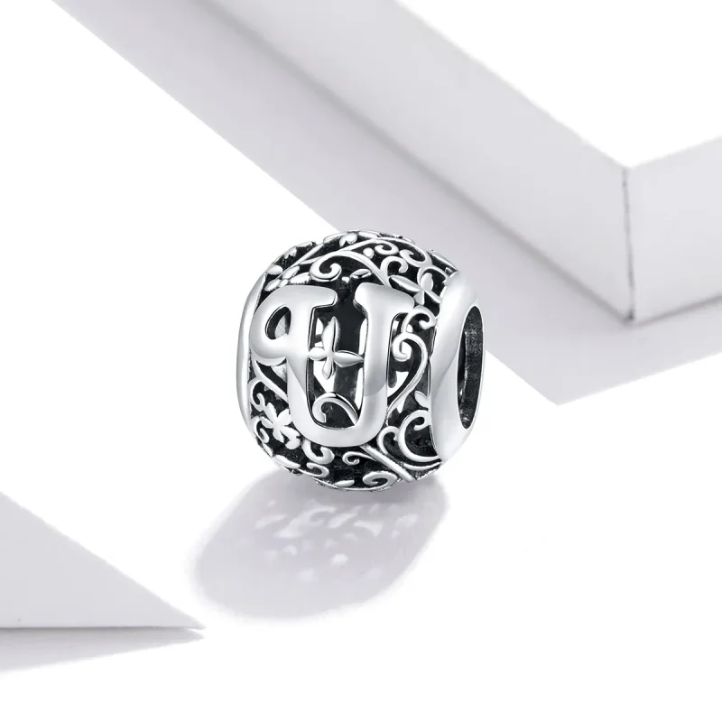 (image for) Openwork Flower Letter U Charm - PANDORA Style - SCC1444-U - View 2