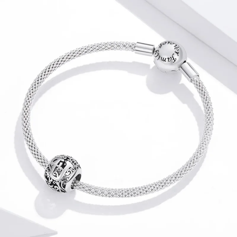 (image for) Openwork Flower Letter U Charm - PANDORA Style - SCC1444-U - View 3