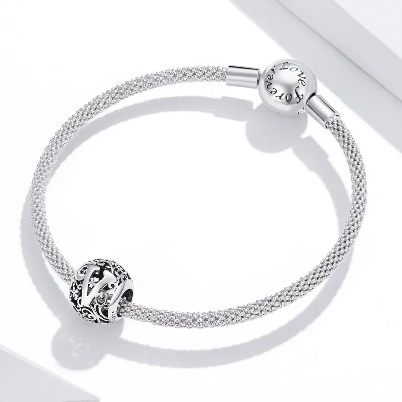 (image for) Openwork Flower Letter V Charm - PANDORA Style - SCC1444-V - View 3