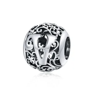 (image for) Openwork Flower Letter V Charm - PANDORA Style - SCC1444-V 