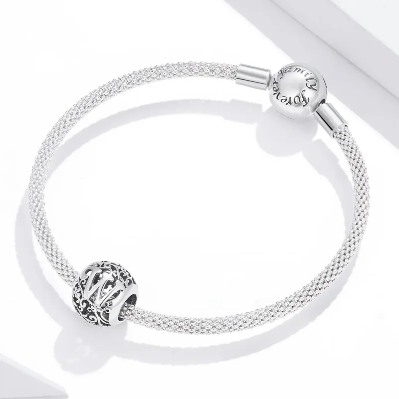 (image for) Openwork Flower Letter W Charm - PANDORA Style - SCC1444-W - View 3
