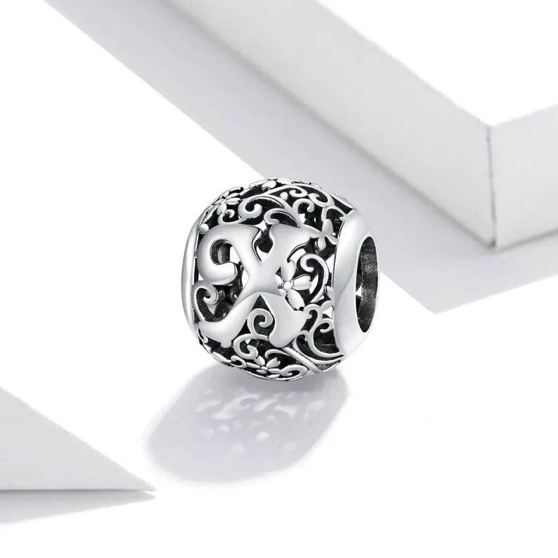 (image for) Openwork Flower Letter X Charm - PANDORA Style - SCC1444-X - View 2