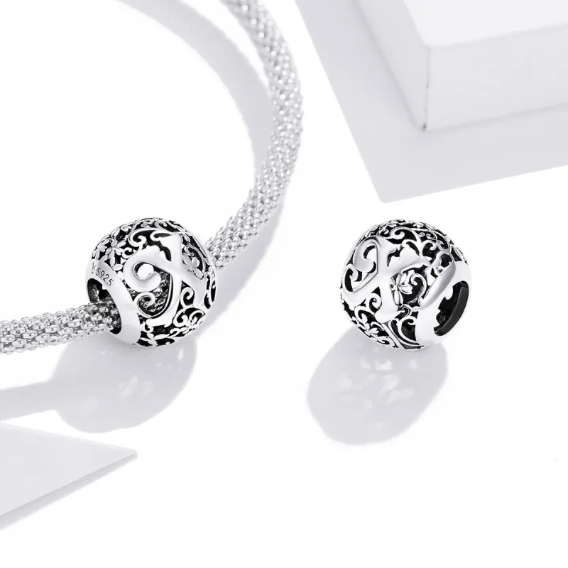 (image for) Openwork Flower Letter X Charm - PANDORA Style - SCC1444-X - View 4