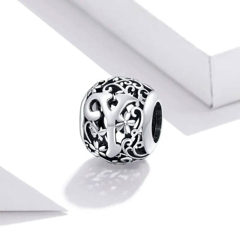 (image for) Openwork Flower Letter Y Charm - PANDORA Style - SCC1444-Y - View 2