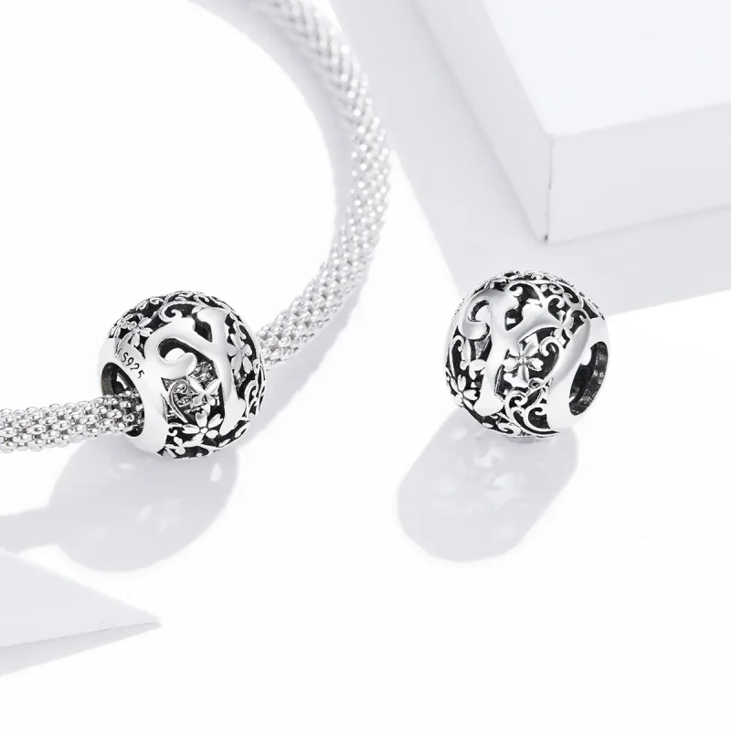 (image for) Openwork Flower Letter Y Charm - PANDORA Style - SCC1444-Y - View 4